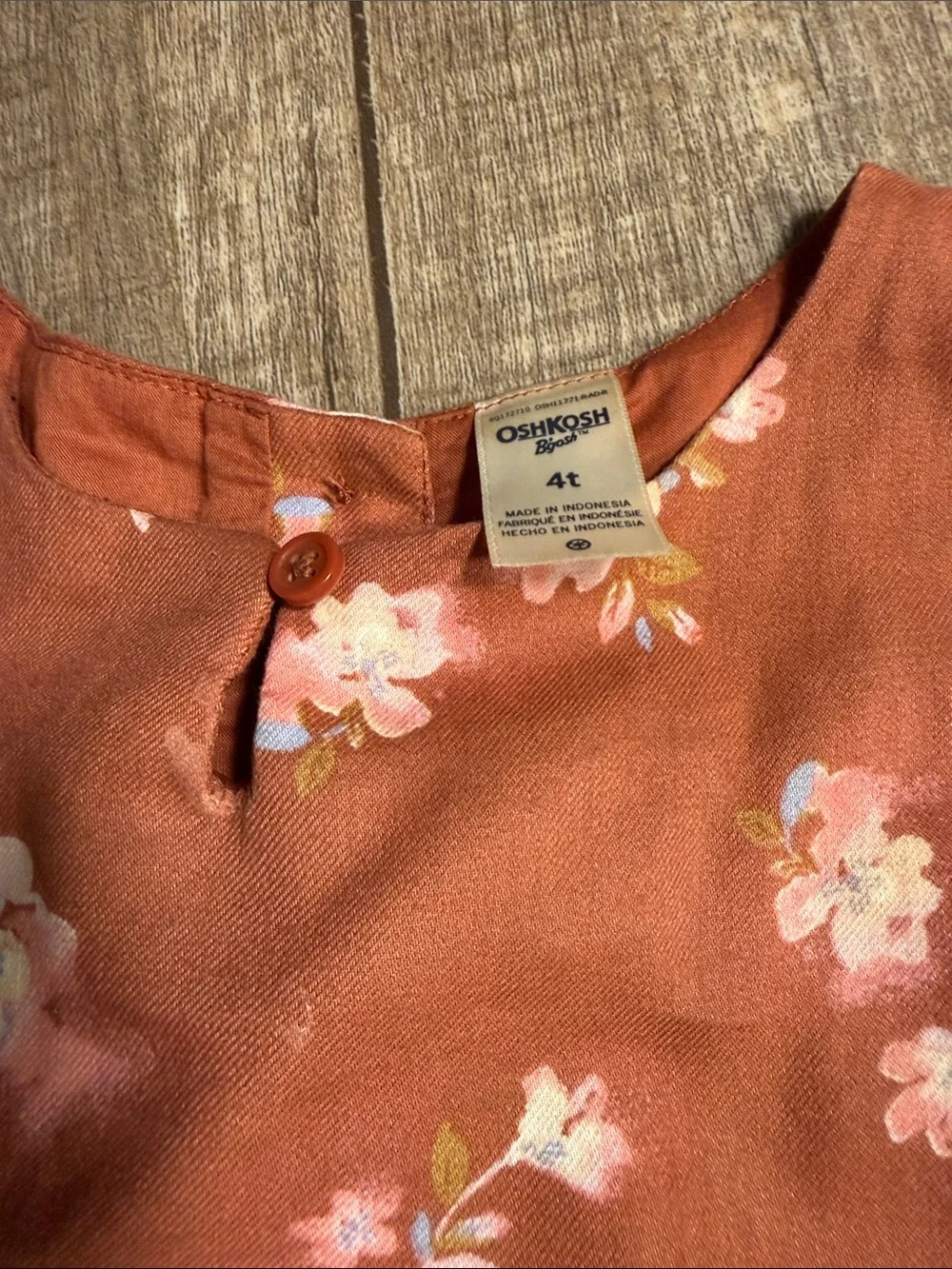 5/$15 OshKosh B'gosh Rust Floral Long-Sleeve Tiered Dress Pink Blossoms size 4